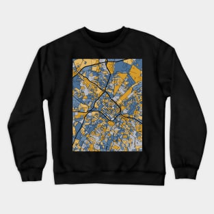 Charlotte Map Pattern in Blue & Gold Crewneck Sweatshirt